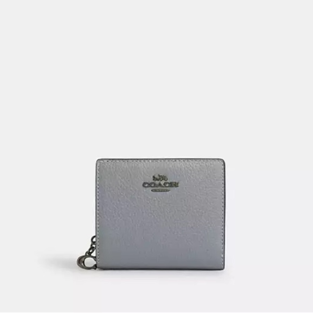 NWT - Coach Snap Wallet - Pebbled leather/Qb/Grey Blue